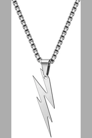Karma Kette mit Anhänger Halskette Edelstahl mit Anhänger Blitz, silber o. schwarz, Herrenkette Herrenschmuck Männerkette - Verkäufer: Sanixa