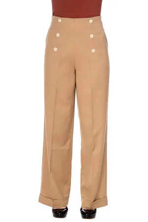 Banned Retro Marlene-Hose Retro Adventures Ahead Tan Vintage Trousers 40er Jahre Stil - Verkäufer: Schompi Trading e.K.