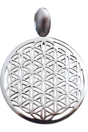 Saraswati Kettenanhänger Anhänger "Blume des Lebens" gross 3,6cm Messing-versilbert - Verkäufer: Devananda