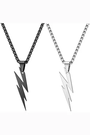 Karma Kette mit Anhänger Halskette Edelstahl mit Anhänger Blitz, silber o. , Herrenkette Herrenschmuck Männerkette - Verkäufer: Sanixa