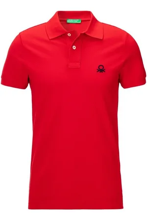 Benetton Poloshirt mit großem Label-Badge