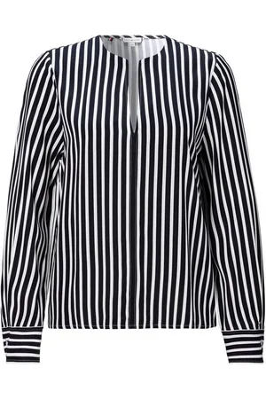 Tommy Hilfiger Langarmbluse FLUID STRIPE V-NECK LS BLOUSE Im mocischem Streifen