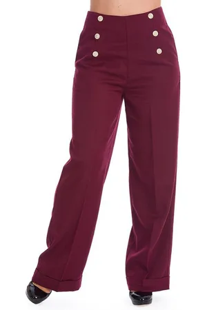 Banned Retro Marlene-Hose Retro Adventures Ahead Burgunder Vintage Trousers 40er Jahre Stil - Verkäufer: Schompi Trading e.K.