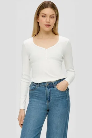 QS by s.Oliver Langarmshirt Rippshirt mit Knopfleiste - Verkäufer: