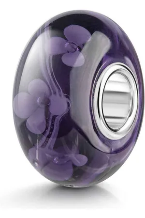 Materia Bead Blumen Blüten Violett Glas Charm 665, Kern aus 925 Sterling Silber - Verkäufer: Schmuck