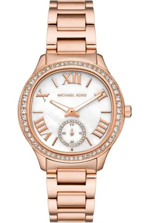 Michael Kors Quarzuhr SAGE MK4806, Armbanduhr, Damenuhr, Perlmutt-Zifferblatt, Edelstahlarmband