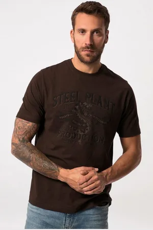 JP 1880 T-Shirt T-Shirt Halbarm Melange-Jersey Rundhals Brustprint - Verkäufer: Popken Fashion Group