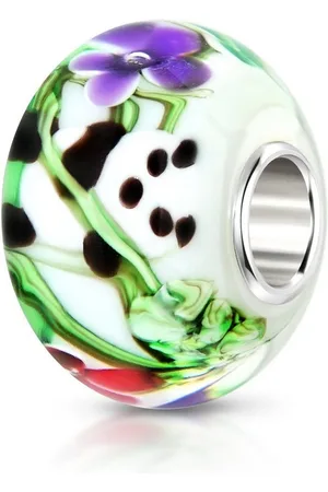 Materia Bead Glasperle XXL Panda Blumen Sommer bunt multicolor 1465, Kern aus 925 Sterling Silber - Verkäufer: Schmuck