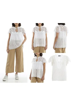Ralph Lauren Blusentop Broderie Anglaise Tied Mit Bindung - Mandarin-Kragen - Struktur in Laise - Verkäufer: eldigo