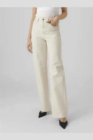 VERO MODA Straight-Jeans VMTESSA HR WIDE STR JEANS ECRU GA