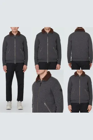 Moncler Daunenjacke Montgenevre Woll Jacke mit Abnehmbarer Shearling-Kragen gerippte Bündchen, elastischer Saum, Logo-Patch am Ärmel - Verkäufer: eldigo