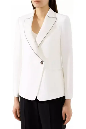 Brunello Cucinelli Jackenblazer Sakko Jacke mit Perlenverzierung und Metallic-Crêpe-Besatz Schimmernde Metallic-Crepe-Revers für einen Tuxedo-inspirierten Look - Verkäufer: eldigo