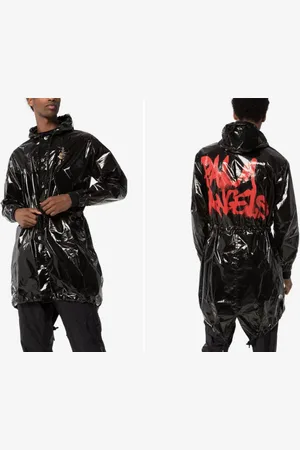 Moncler Regenjacke X Palm Angels Limited Sid Patent Parka Mantel Spray-Logo,Kapuze, Taillen- und Saumkordelzug - Verkäufer: eldigo