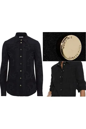 VERSACE Langarmhemd Hemd Printed Shirt Exklusivem Design silberfarbenen, logo-geprägten Knöpfen verziert - Verkäufer: eldigo