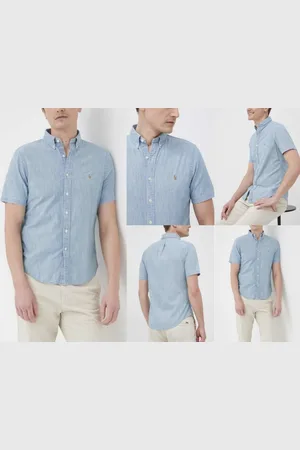 Ralph Lauren Kurzarmhemd Slim Fit Hemd Klassisches Retro-Shirt aus Baumwolle Leicht und atmungsaktiv, Rückenpasse mit Falte, Slim Fit - Verkäufer: eldigo