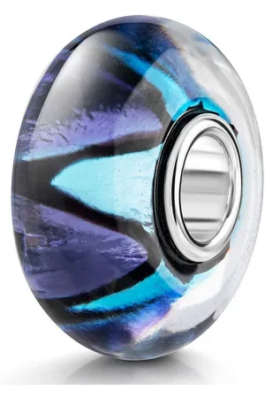 Materia Bead Zick Zack Design Lila Blau mit Glitzerfolie 1656, Kern aus 925 Sterling Silber - Verkäufer: Schmuck