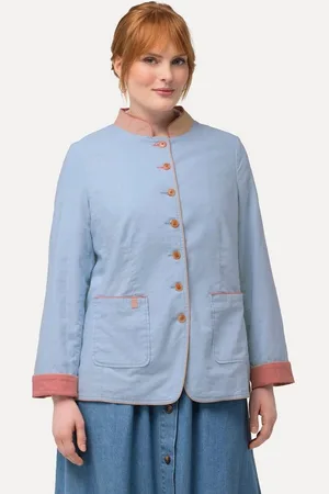 Ulla Popken Sommerjacke Leinenmix-Janker Stehkragen bedrucktes Futter - Verkäufer: Popken Fashion Group