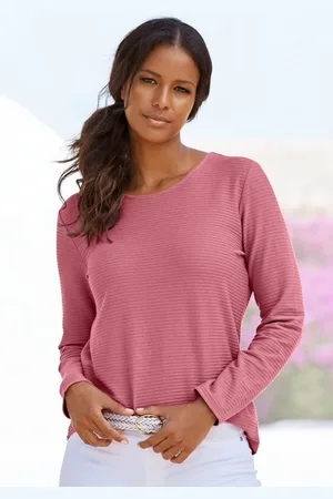 Lascana Langarmshirt mit Streifenstruktur aus weicher Baumwoll-Qualität
