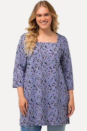 Ulla Popken Longshirt Shirt Paisleymuster Carree-Ausschnitt 3/4-Arm - Verkäufer: Popken Fashion Group