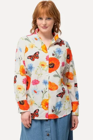 Ulla Popken Longbluse Bluse Blüten Schmetterlinge Kelchkragen Langarm - Verkäufer: Popken Fashion Group