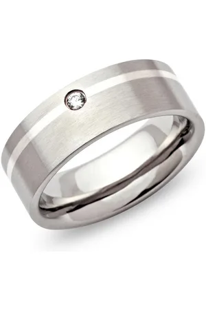 Unique Fingerring Moderner Edelstahlring Silber Zirkonia 7mm - R9117cz - Verkäufer: Jewelry GmbH