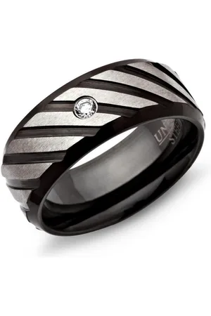 Unique Fingerring Ring Edelstahl geschwärzt 8mm Zirkonia R9090cz - Verkäufer: Jewelry GmbH