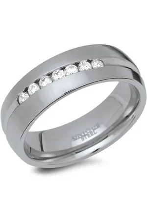 Unique Fingerring Edelstahlring Glanzrille mattiert Steinbesatz R9210cz - Verkäufer: Jewelry GmbH