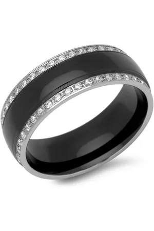 Unique Fingerring Ring aus Edelstahl schwarz-silber 8 mm breit R9242cz - Verkäufer: Jewelry GmbH