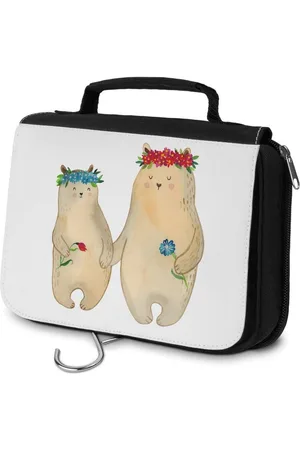 Mr. & Mrs. Panda Kulturbeutel Bären mit Blumenkranz - - Geschenk, Herren, Mama, Lieblingsmensc (1-tlg), Wasserabweisend - Verkäufer: