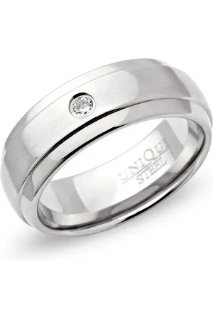 Unique Fingerring Ring Edelstahl schlicht rund 7 mm Zirkonia R9151cz - Verkäufer: Jewelry GmbH