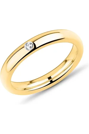 Unique Fingerring Klassischer Damenring aus Edelstahl gelbvergoldet R9208cz - Verkäufer: Jewelry GmbH