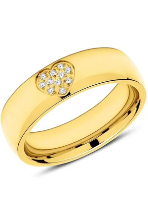 Unique Fingerring Vergoldeter Edelstahl Ring Herz Zirkonia - Verkäufer: Jewelry GmbH