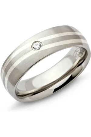 Unique Fingerring Edelstahlring mit Silbereinlage und Zirkonia R9094cz - Verkäufer: Jewelry GmbH