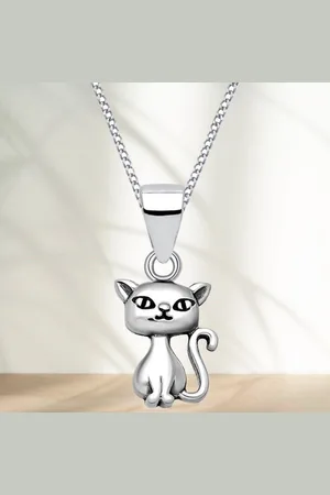 Goldene Hufeisen Kette mit Anhänger Katze Kette Anhänger 925 Sterling Silber Kater Kinder Halskette, Mädchen, Jungen Halskette - Verkäufer: