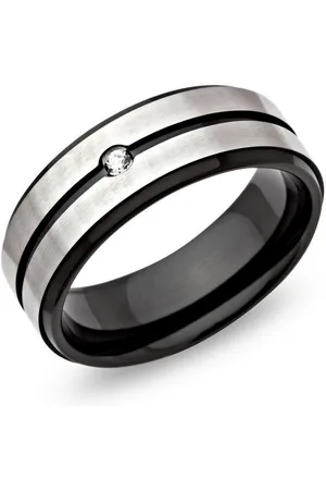 Unique Fingerring Edelstahl Ring geschwärzt teilpoliert Zirkonia R9105cz - Verkäufer: Jewelry GmbH