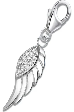 Goldene Hufeisen Charm Flügel Engelsflügel Charm Anhänger 925 Sterling Silber mit Zirkonia, Rhodiniert - Verkäufer: