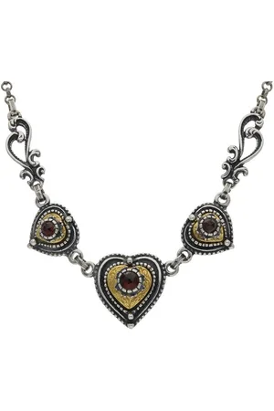 JuwelmaLux Kettenanhänger Herz Trachtencollier Silber, vergoldet, Granat JL17-05-0025 (1-tlg), Schmuckanhänger - Verkäufer: Juwelier-Bacak