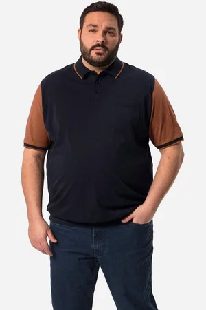 Men Plus Poloshirt Men+ Poloshirt Bauchfit kontrastfarbiger Halbarm - Verkäufer: Popken Fashion Group
