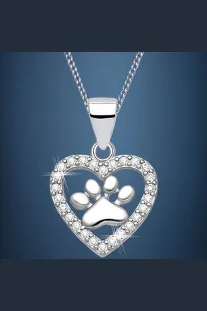 Goldene Hufeisen Herzkette Tier-Pfote Herz Kette Anhänger 925 Sterling Silber Pfötchen, Tierpfote Geschenkidee - Verkäufer: