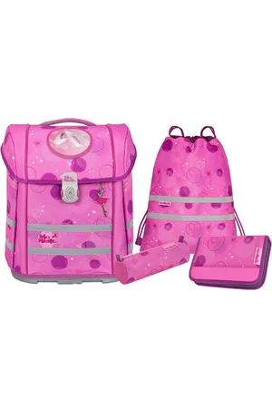 McNeill Schulranzen Perfecto, Pinky (Set, 5-tlg), inkl. Federmäppchen, Turnbeutel, Schlamperrolle & Motivmagnet