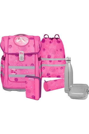 McNeill Schulranzen Ergo Compacto, Pinky (Set, 5-tlg), inkl. Federmäppchen, Turnbeutel, Schlamperrolle & Motivmagnet