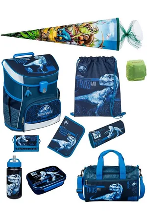 SCOOLI Schulranzen Campus Fit (Set, 10-tlg., inkl. Sporttasche und Schultüte / Zuckertüte 85cm), Jurassic World Dinosaurier Schultasche 1. Klasse - Verkäufer: Familando