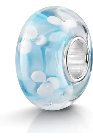 Materia Bead Glasperle Blüten Blumen Himmelblau Weiß 668, Hülse aus 925 Sterling Silber - Verkäufer: Schmuck