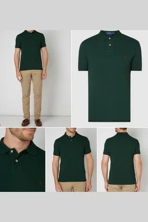 Ralph Lauren Poloshirt Polohemd Custom Slim Fit College Hemd T-Shirt tee Zwei-Knopf-Leiste - Kurze Ärmel mit gerippten Bündchen - Verkäufer: eldigo