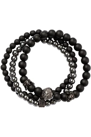 Firetti Armband Set Schmuck Geschenk Armschmuck Armkette Edelstein Perlen, Onesize (Set, 3-tlg), Made in Germany - mit Glasstein, Hämatit