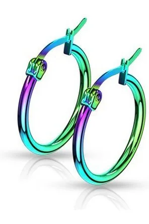 Bungsa Ohrring-Set Creolen Klassisch schmal Regenbogenfarben aus Edelstahl Damen (10mm - (1 Paar (2 Stück), 2-tlg), Ohrschmuck Ohrringe - Verkäufer: