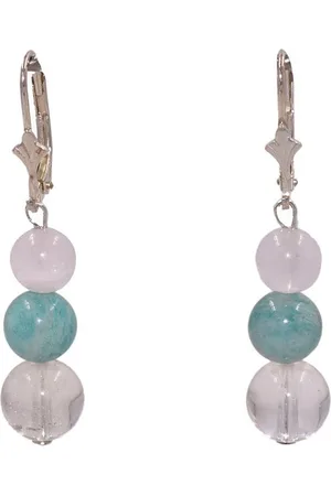 Firetti Paar Ohrhänger Schmuck Geschenk Silber 925 Ohrschmuck Ohrringe Edelsteine, Made in Germany - mit Amazonit, Bergkristall, Rosenquarz