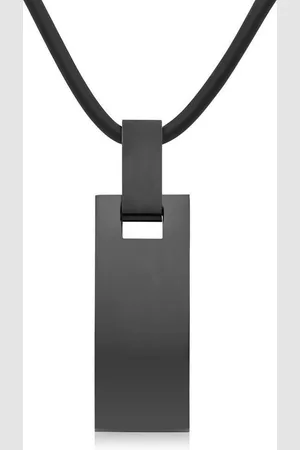 Unique Kette mit Anhänger Schwarzer Edelstahlanhänger inkl Kautschukkette - P5049 - Verkäufer: Jewelry GmbH
