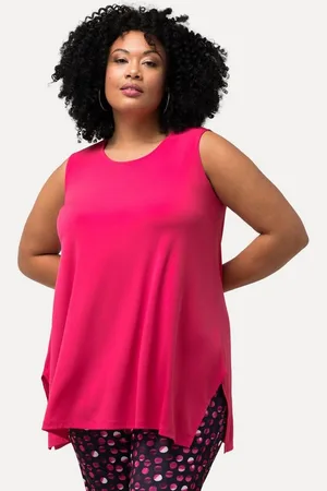 Ulla Popken Longtop Jerseytop Zipfelsaum A-Linie Rundhals ärmellos - Verkäufer: Popken Fashion Group