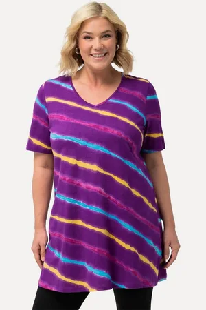 Ulla Popken Longshirt Longshirt Batikdruck A-Linie V-Ausschnitt Halbarm - Verkäufer: Popken Fashion Group